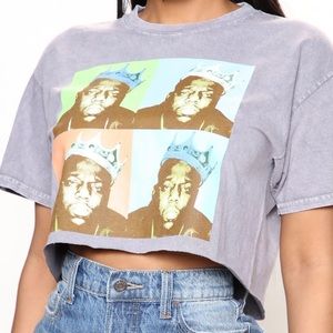 Biggie Washed Crop Top - Grey/combo